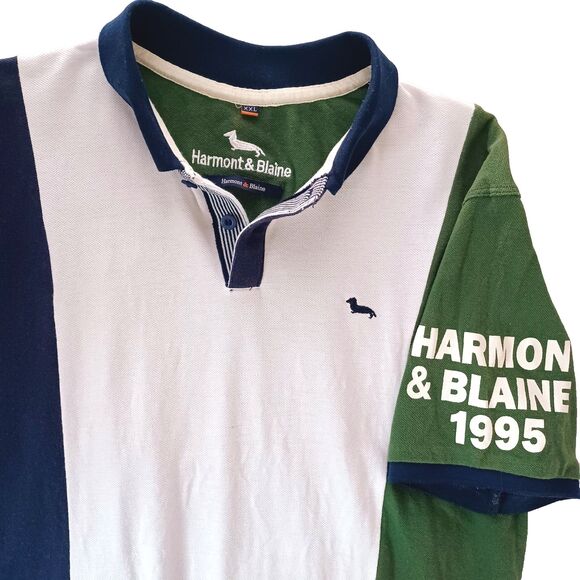Harmont & Blaine Polo Shirt XXL Golf Spell Out 90's Preppy Casual Dachsund Italy - Picture 1 of 9